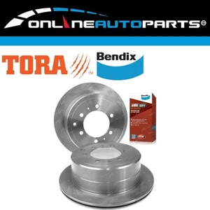 Rear Brake Rotors & Bendix 4WD Pads for Landcruiser FZJ80 HDJ80 HZJ80 6cyl 92~98 - Picture 1 of 3