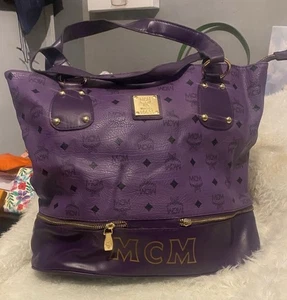 MCM Munchen #10635 Purple Tote Gold Accents  - Picture 1 of 7