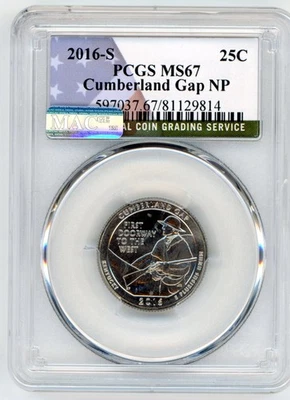 2016-S Cumberland Gap NP Quarter  PCGS  MS67 - Image 1 of 2