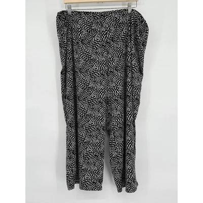 Pantalones para mujer Tahari talla 3X estampados de pierna ancha negros blancos cómodos Foto 1 de 4