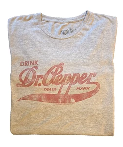 Dr Pepper Distressed Crew Neck T Shirt Grey XL TeeLuv Brand Vintage Style - Picture 1 of 4