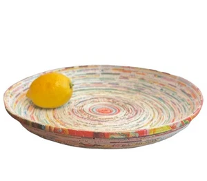 NWOT Old Stock Colorful VTG Recycled Rolled Magazine Tray Folk Art Handicraft - Picture 1 of 8