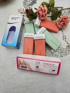 KIT SCALDARULLO + 100 STRISCE CERETTA + 6 RICARICHE RULLO SCALDA CERA ROLL MISTE - Foto 1 di 2