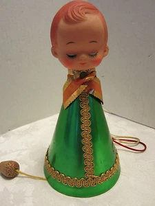 Vintage Music box Aluminum choirboy Silent Night 1950's Japan 8.7" t - Picture 1 of 5