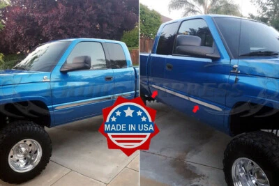 Ajuste: Dodge Ram 1998-2001 cabina cuádruple/extendida carrocería plana moldura lateral 4 piezas moldura 1,5" Foto 1 de 4