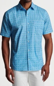 MEN’S PETER MILLAR GOLF S/S FIN RAYS COTTON STRETCH SPORT DRESS Shirt Lg - Picture 1 of 7