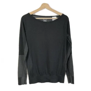 Nike Dri-Fit Pattern Long Sleeves Crew Neck Pullover Top Black Gray Sz S - Picture 1 of 10