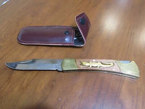 OLD FOLDING ALLIGATOR WOOD HANDLE KNIFE POCKET KNIFE - Picture 1 of 4