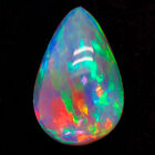 14.08cts Museum Piece Natural Black Opal Extraordinary Rainbow Color Play BEST!
