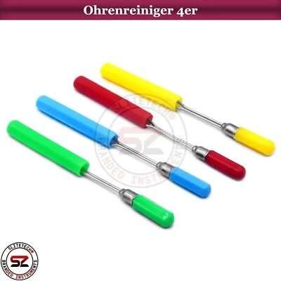 SLITETECH 4er Set Ohrenreiniger bunt + Schutzkappe Ohrlöffel Ohren Pflege klein 6 cm