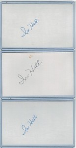 (3) IRV HALL INDEX CARD SIGNED 1943-46 PHILADELPHIA A'S PSA/DNA CERT 1918-2006