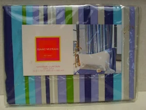 Mizrahi  Shower Curtain Stripe Lavender Purple Green Aqua White  72" x 72"  NEW - Picture 1 of 1