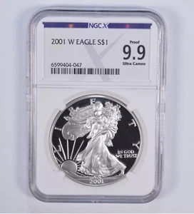 Proof 9.9 2001-W American Silver Eagle $1 NGC X NGCX - Almost PERFECT - Picture 1 of 5