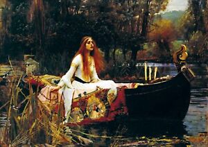 J.W Waterhouse - The Lady of Shalott - A4 QUALITY Canvas Print Poster Unframed