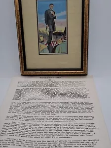 Vintage Copecrest Woven Tapestry Picture Abraham Lincoln At Gettysburg Feamed - Picture 1 of 7