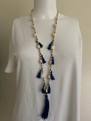Colar de borla e conchas azuis Lilly Pulitzer novo com etiquetas - Imagem 1 de 4