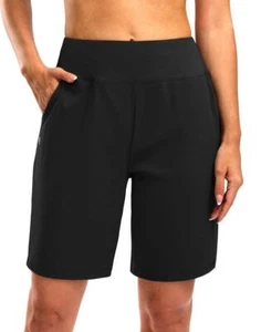 Bermuda Shorts for Women with Pockets Womens 7" High Waisted XX-Large, Black - Picture 1 of 7