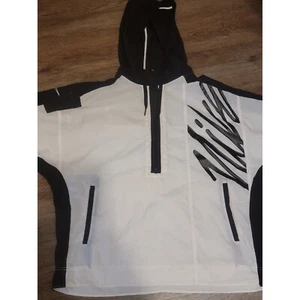 Nike Pullover Windbreaker Jacket Hooded Lightweight White Black L - Picture 1 of 9