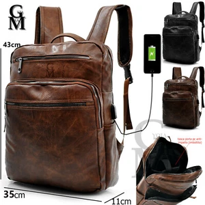 Zaino uomo pelle grande lavoro vintage moda viaggio porta portatile pc imbottito - Imagen 1 de 18