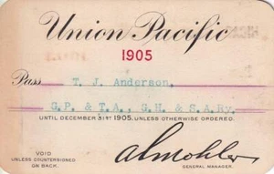 1905 UP Union Pacific Railroad employee pass-Galveston, Harrisburg & San Antonio - Picture 1 of 1