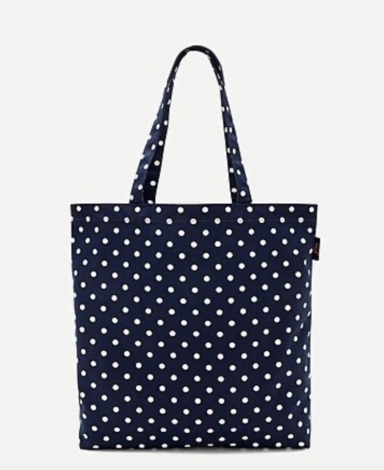 J. Bolso de Mano Crew de Lona Lunares y Corazones Azul Marino/Marfil Nuevo Foto 1 de 4