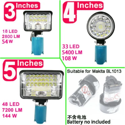 LED Taschenlampe Arbeitsleuchte Strahler Licht Für Makita 10.8V Ohne Batterie MU - Image 1 of 4