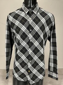 Nick Graham nick(it) Long Sleeve Shirt Sz L Black White Plaid - Picture 1 of 7