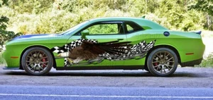 3D Car Graphic Racing flag Ripped Metal Car Vinyl, Car Wrap, US eagle Car Vinyl  - Picture 1 of 12