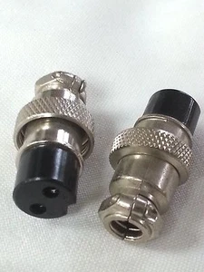 Pack of 2 - 2 Pin In-Line Mic Microphone Jack Female Mobile Connector CB Cable - Picture 1 of 1
