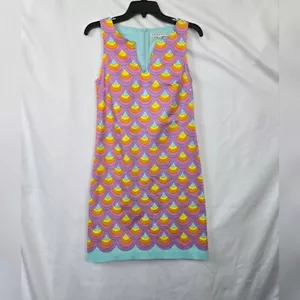 Abito Trina Turk donna multicolore retrò anni 60 mod geometrico senza maniche tubino tg 4 - Foto 1 di 10