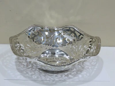 Cuenco grande antiguo vintage alemán 800 plata perforada, 429 gramos Foto 1 de 4