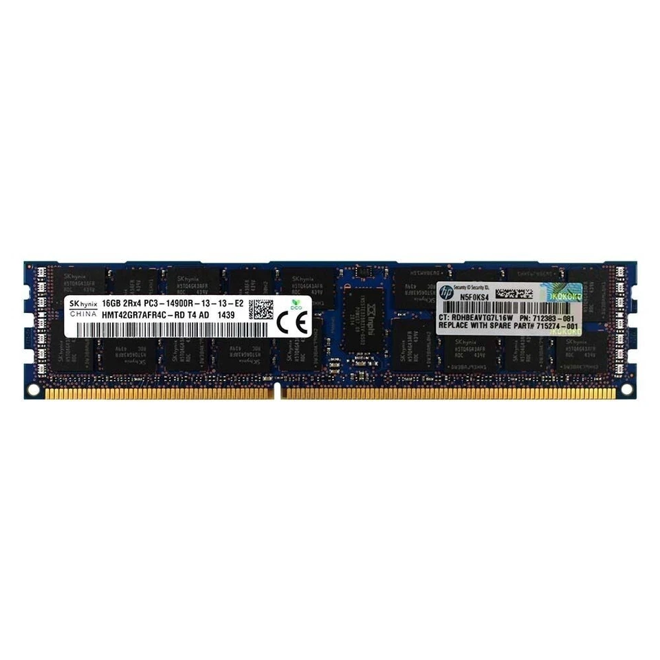 HP 712383-081 715274-001 708641-S21 16GB DDR3 PC3-14900R ECC REG DIMM MEMORY RAM - Image 1 of 1