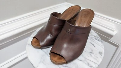 n.d.c. Hecho a Mano Mujer Talla EU 39 Marrón Cuero Slip-on Mules 4 Pulgadas Tacón Foto 1 de 4