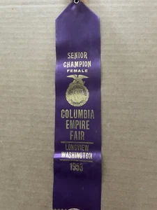 Vintage 1953 Columbia Empire Fair Seidenband SENIOR CHAMPION weiblich Gilkey WA - Bild 1 von 5