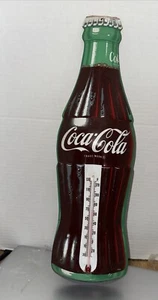 Coca Cola Metal Bottle Thermometer Wall Hanging 16 Inches Tall CLEAN NICE - Picture 1 of 8