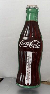 Coca Cola Metal Bottle Thermometer Wall Hanging 16 Inches Tall CLEAN NICE - Image 1 of 4