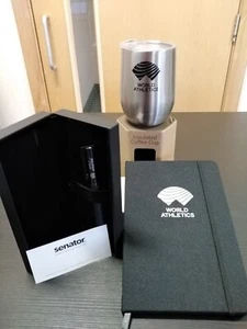 ***NEW*** WORLD ATHLETICS 3 ITEM BUNDLE INCLUDING NOTEBOOK, PEN & ISULATED CUP - Picture 1 of 5