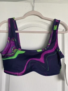 Fabletics Rivka Medium Impact Sports Bra Haze Wave Purple Green Size Medium - Picture 1 of 4