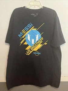 NUEVO SIN ETIQUETAS-COMO NUEVO Hard Rock Café 2XL FUTBOL MESSI Camisa Azul Marino Live Greatness PARA HOMBRES - Imagen 1 de 4