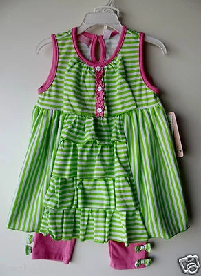 Juego de 2 leggings verde/rosa para niños talla 4T nuevo con etiquetas G82836 Foto 1 de 4