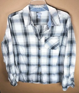 Camisa Carhartt para mujer negra a cuadros manga media larga abotonada 100 % algodón - Imagen 1 de 11