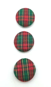 Drei Vintage 1990 Click-Its rot und grün karierte Stoff Urlaub Knopfbezüge - Bild 1 von 5