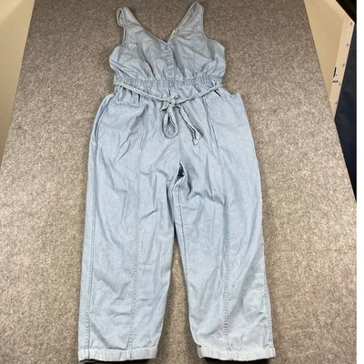 Mono de mezclilla para mujer American Eagle XXL azul sin mangas cuello en V mameluco informal Foto 1 de 4