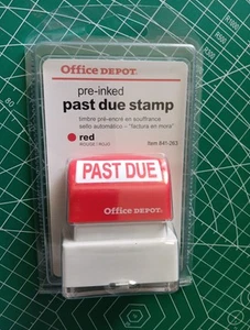 PAST DUE Stamp Pre-inked RED Office DEPOT Item 841-263 - Picture 1 of 3