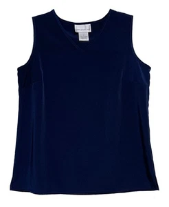 Susan Graver, QVC, Navy Blue V-Neck Sleeveless Top, size S - Picture 1 of 3