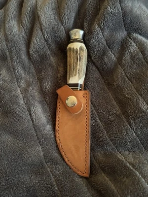 Anton Wingen Jr. Bowie Othello Knife Vintage Solingen Germany Stag 3 1/2 Blade - Image 1 of 4