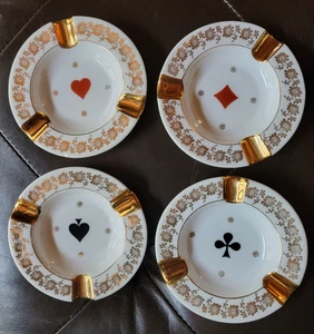 Posacenere in porcellana Limoges Francia impreziosito da oro set di 4 - Foto 1 di 6