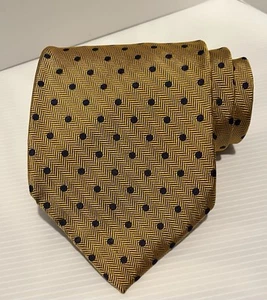 VTG POLO Ralph Lauren Repp Tie-57x3.75-Gold Navy Blue Polka Dots - Picture 1 of 9