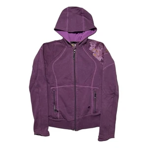 Mountain Hardwear Hoodie Womens Small Purple Full Zip Floral Graphic Thumbholes - Picture 1 of 6