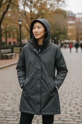 Land's End Hooded Insulated 3 in 1 Primaloft Parka Women's 1X  16W-18W.  Black  - Image 1 of 4